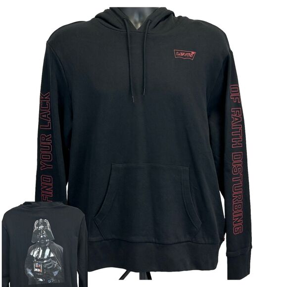 Levis x Star Wars Darth Vader Hoodie Movie Film Hooded Sweatshirt Black L Large - Picture 1 of 15